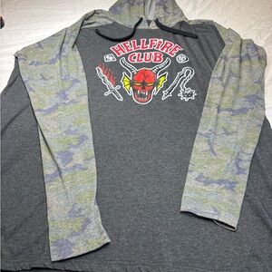 Gray and Camouflage Hellfire Club Hoodie